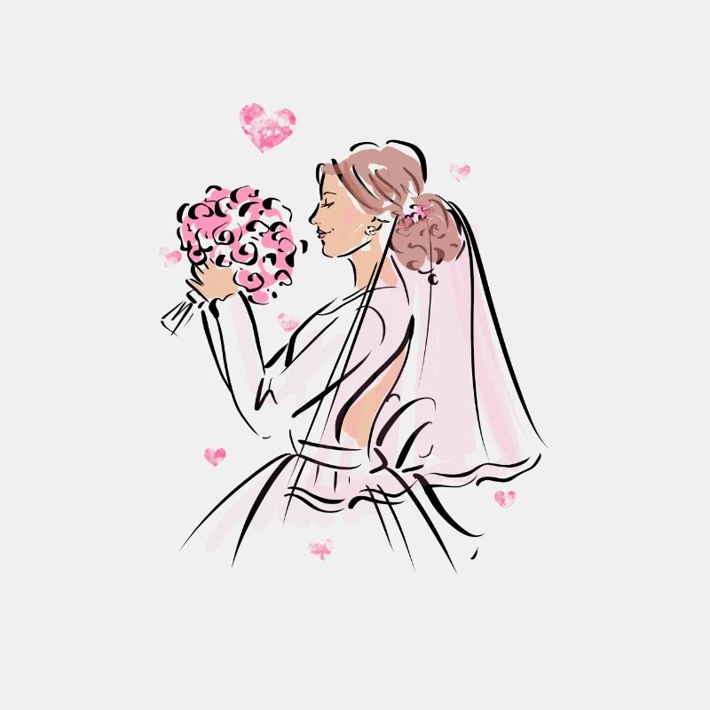 Mariée avec bouquet de mariée