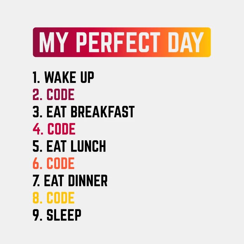 My Perfect Day Wake Up Code Software Developer Pro