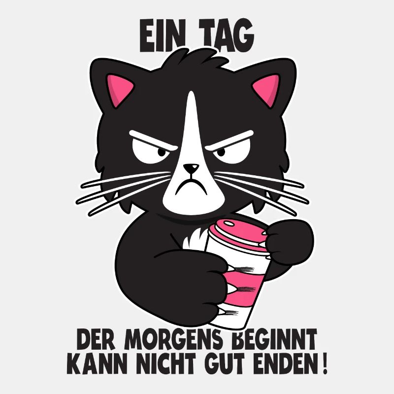Katze Kaffee Morgenmuffel Faul Spruch Geschenk