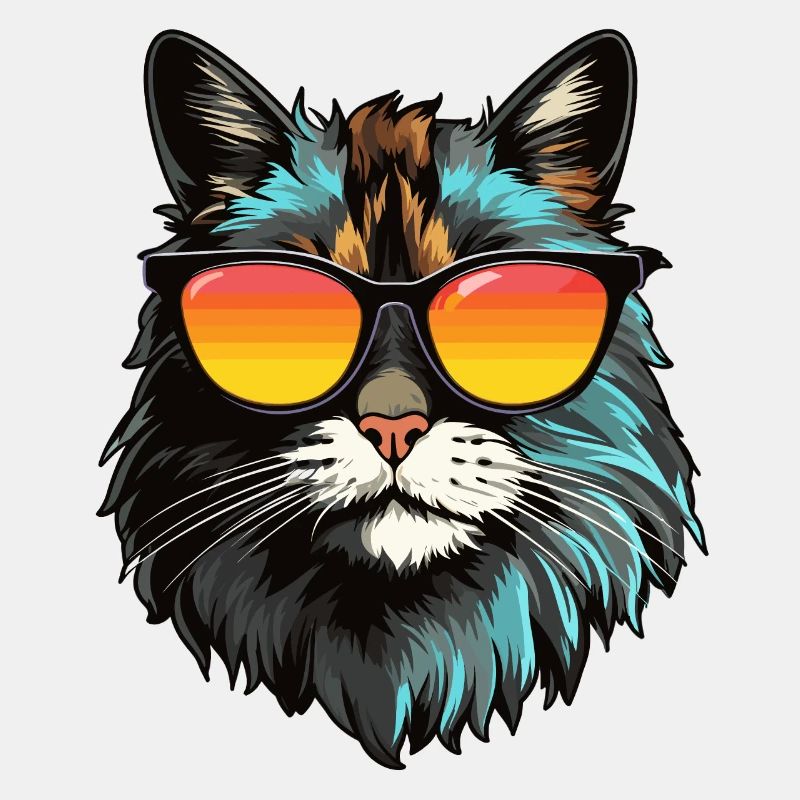 Main-Coon Katze mit Sonnenbrille