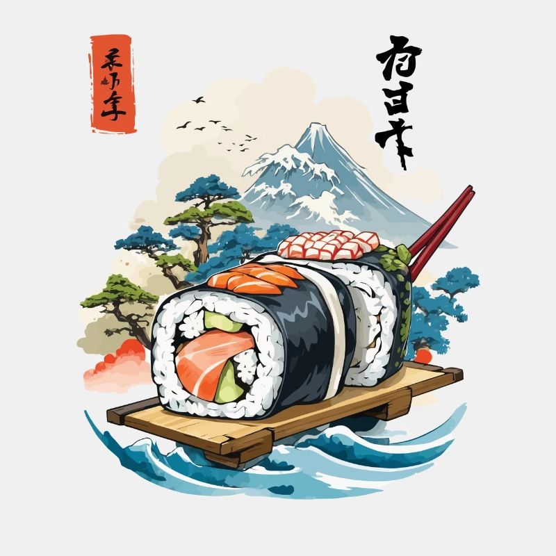 Ukiyo-E Sushi Kunstwerk Design