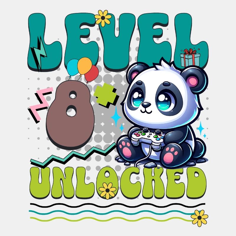 8th Birthday Level Unlocked Gaming Panda