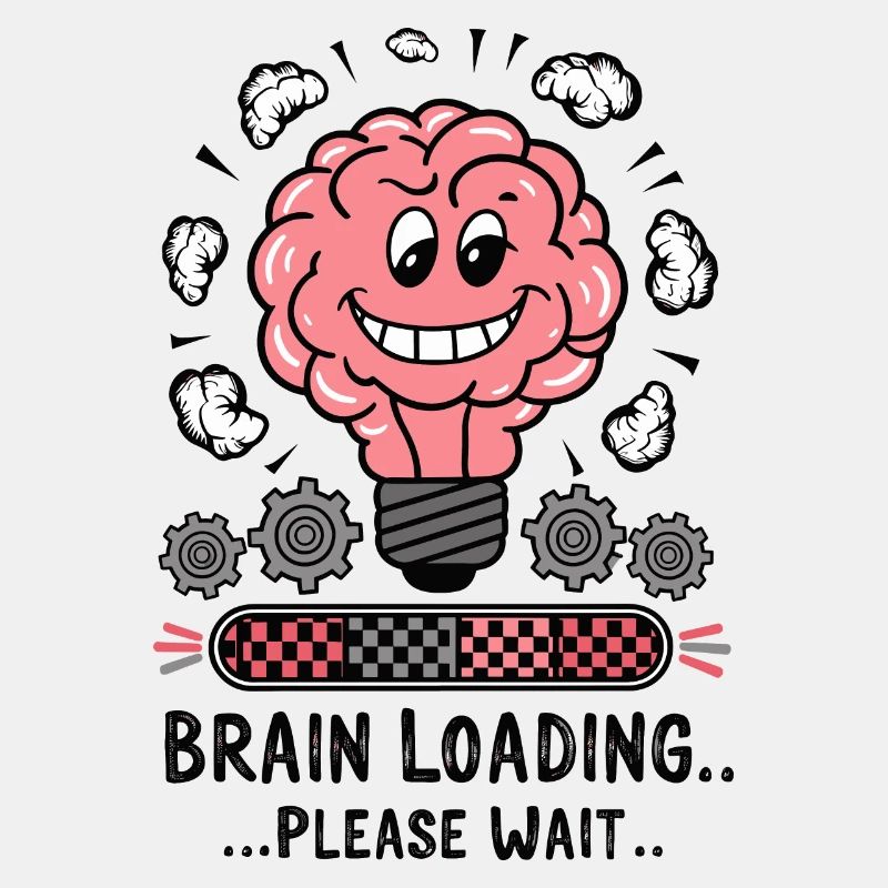 Brain Loading Please Wait Funny Cartoon Humor