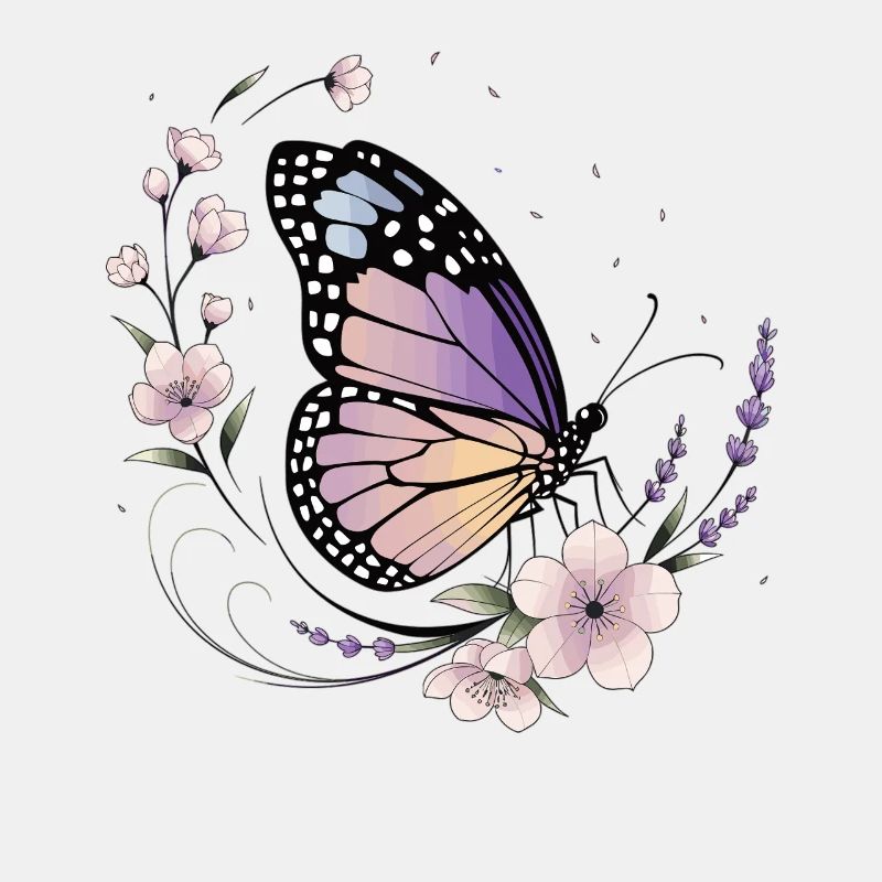 Papillon et fleurs au printemps
