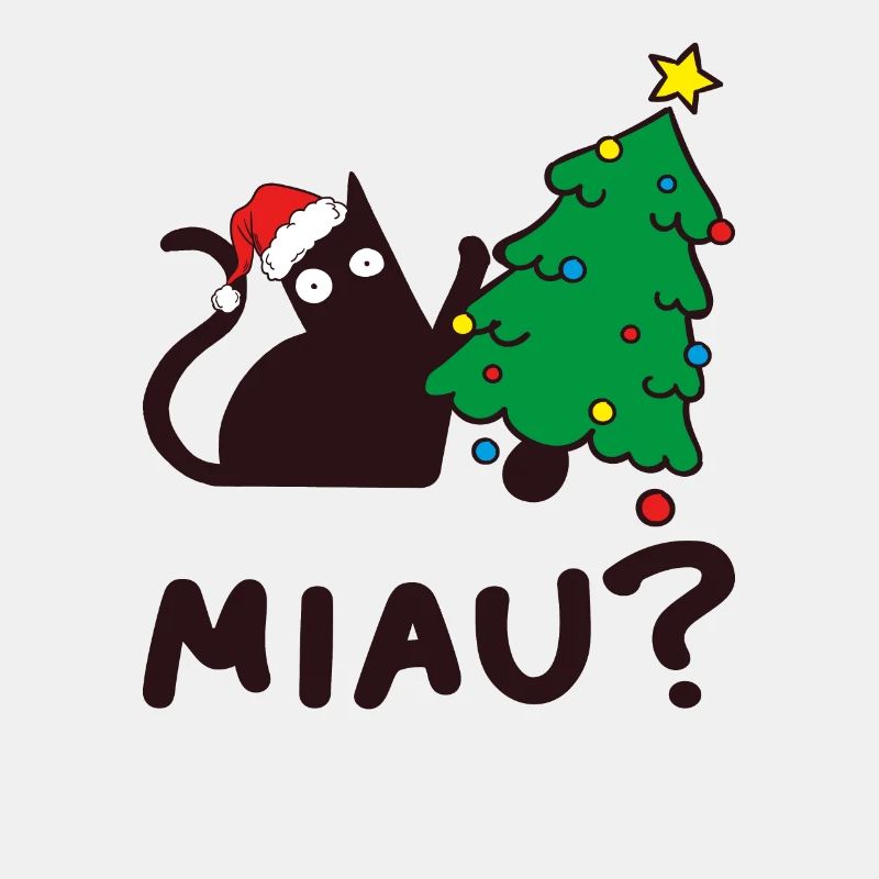 Crazy cat attacks the Christmas tree.