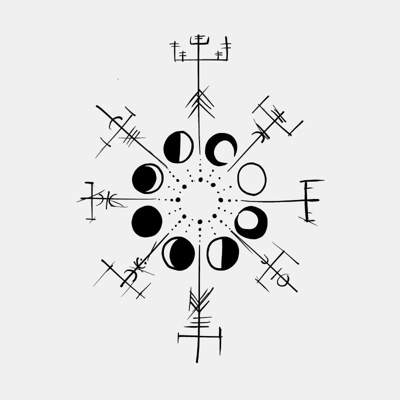 Compass Vikings sketch and evolution sun/moon