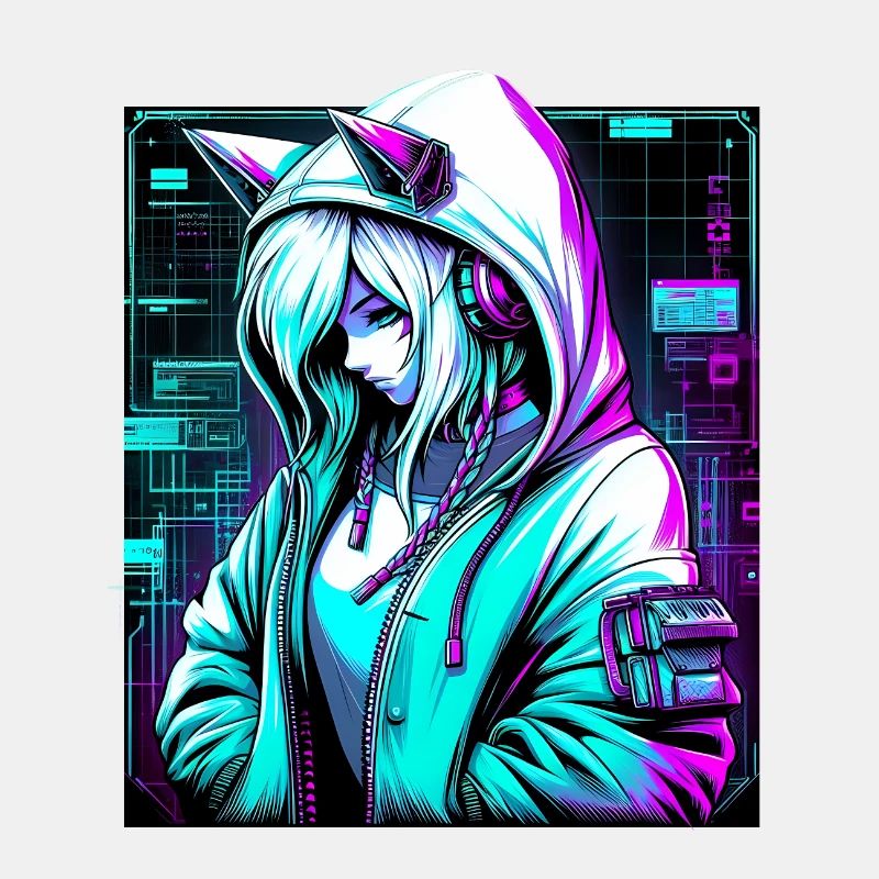 Katze Hoodie Retro Mädchen