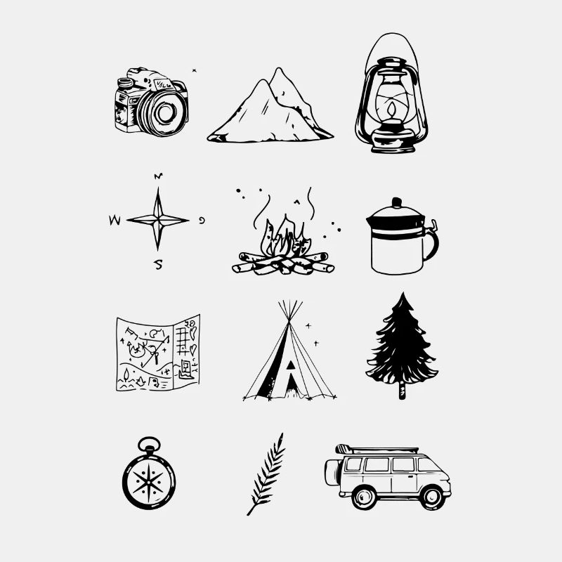 Camping Essentials Extérieur, Graphismes d’été, Vanlife