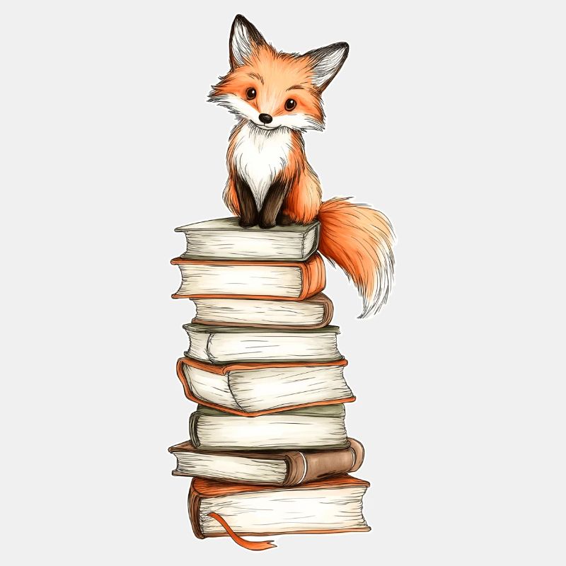 Fuchs auf Bücherstapel