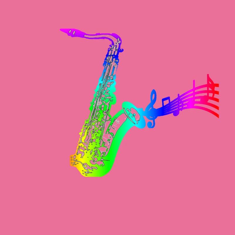 saxophone avec des notes colorées