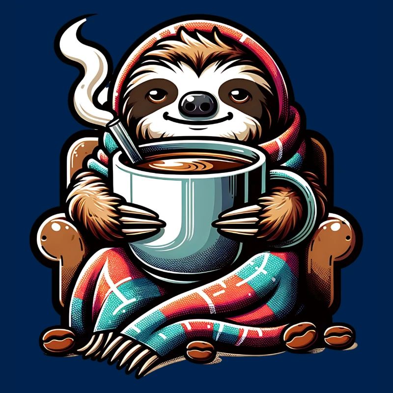 Gemütliches Faultier Mit Kaffee