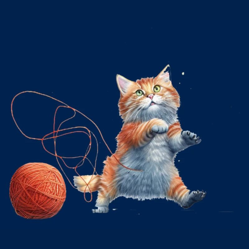 Katze mit Wolle
