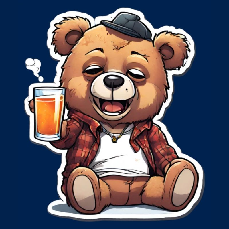 Lässiger Teddy mit Bier