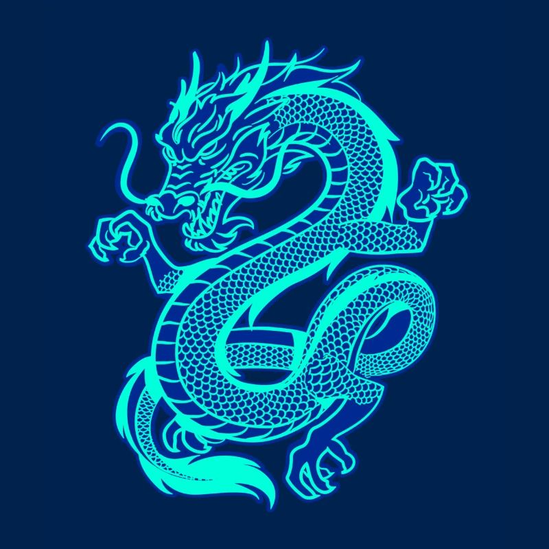 Elektrischer, blauer orientalischer Drache