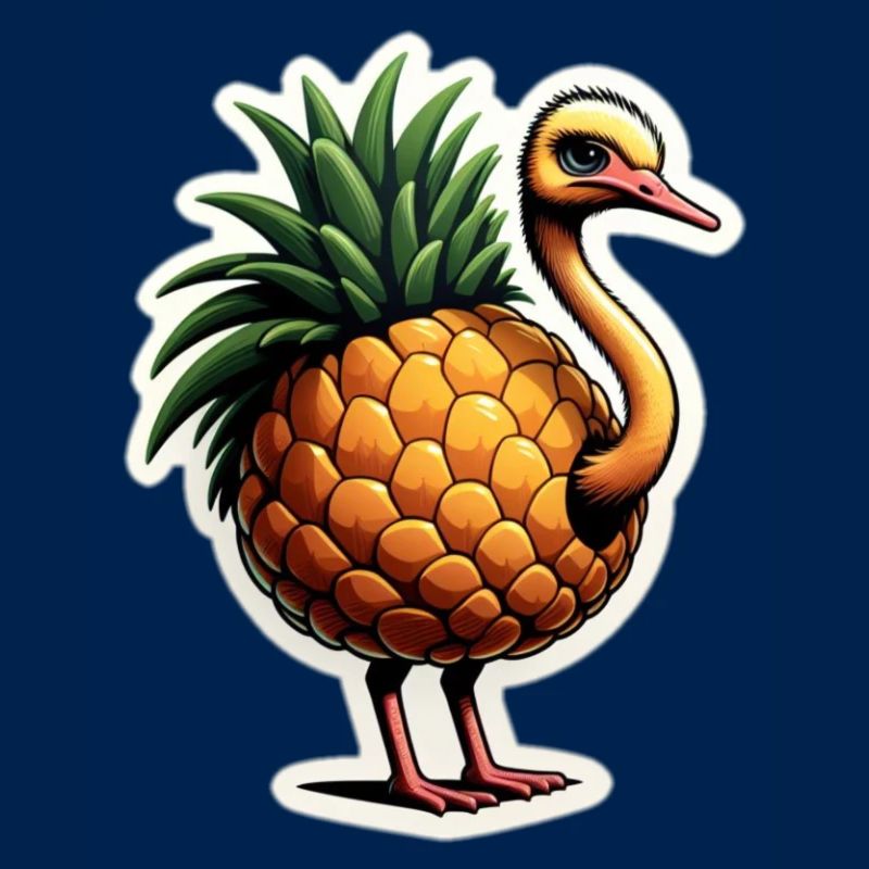 Vogelstrauß Ostrich in Ananas