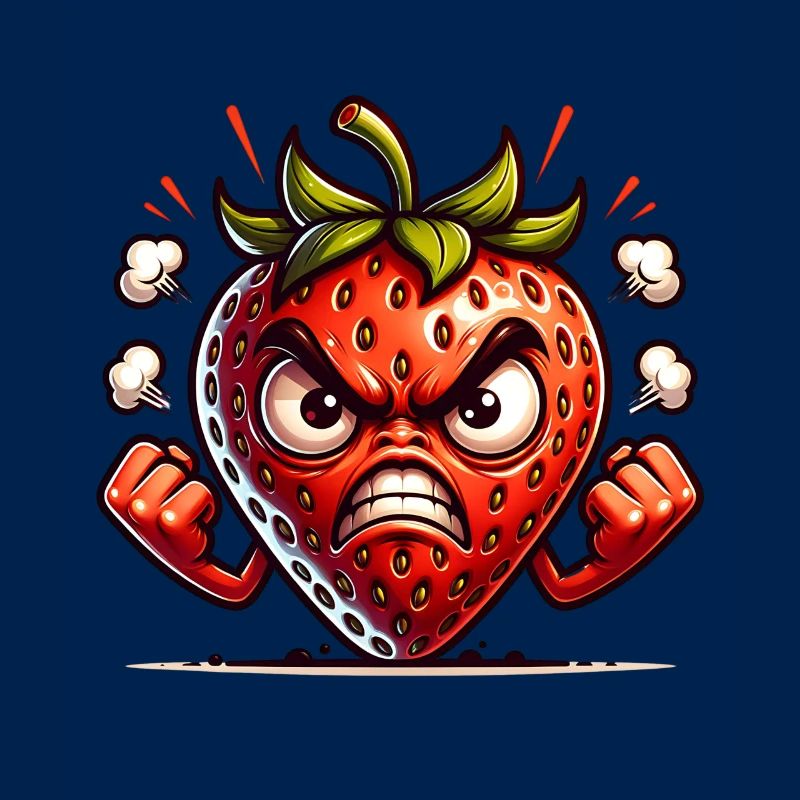 Angry strawberry with comic style