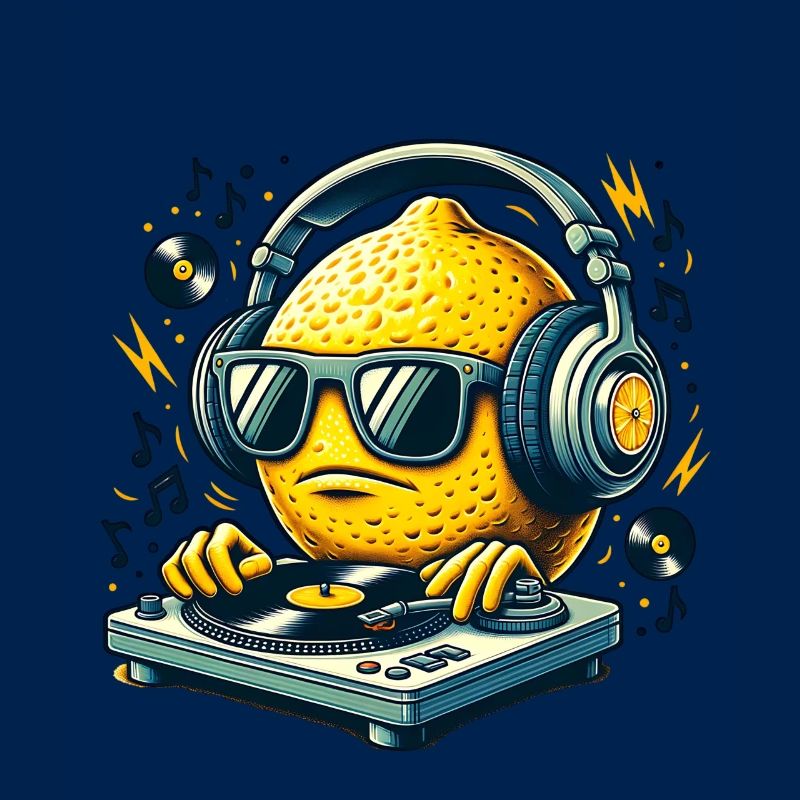 Zitronen-DJ Groovt Mit Kopfhörern