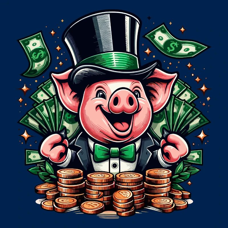 COCHON CHANCEUX JACKPOT ARGENT RICHE PROSPÉRITÉ VERT