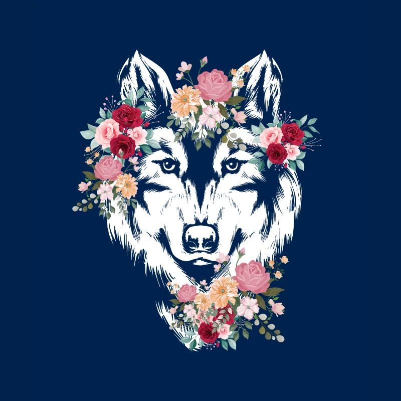 Wolf Wolfskopf Blumen Deko