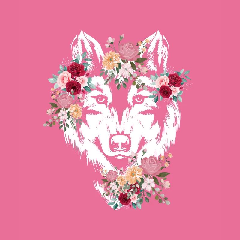 Wolf Wolfskopf Fleurs Déco