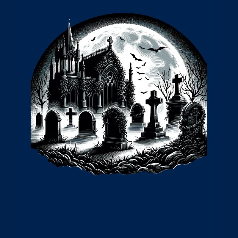 Moonlit Gothic Graveyard: Eerie Night Scene