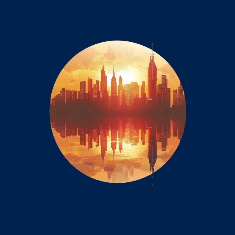 Sunset Cityscape Reflection