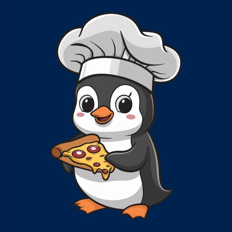 Pinguin Pizzabäcker Mit Pizza