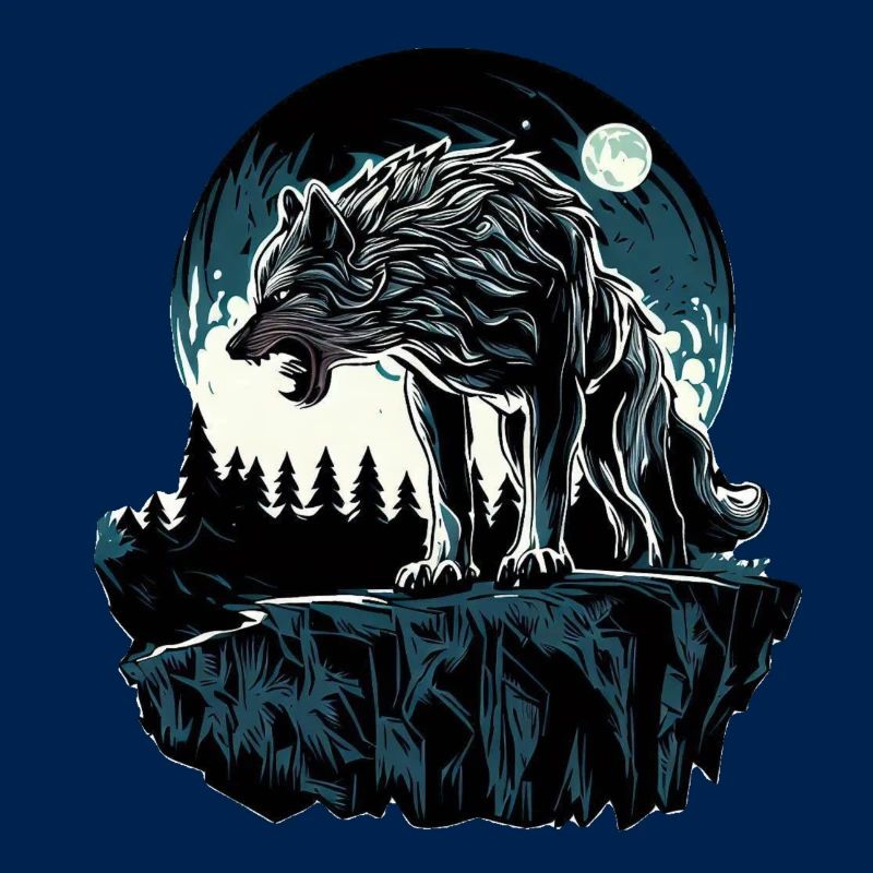 Majestätischer Wolf im Mondschein
