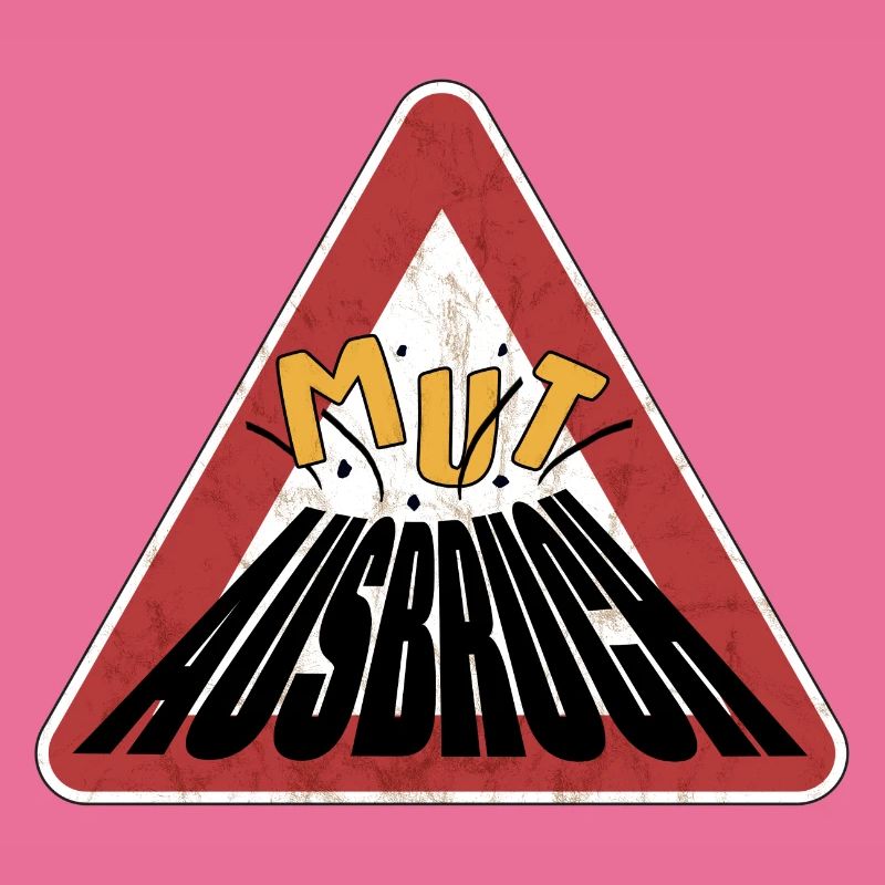 Caution rusty shield courage erupting volcano