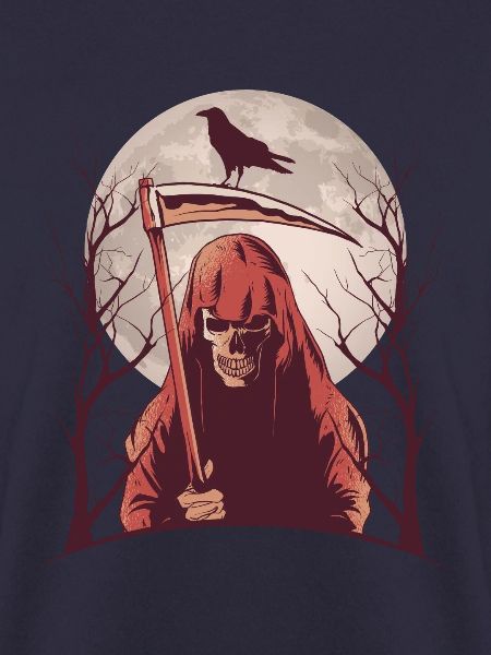 Halloween Sensenmann Rabe Mond