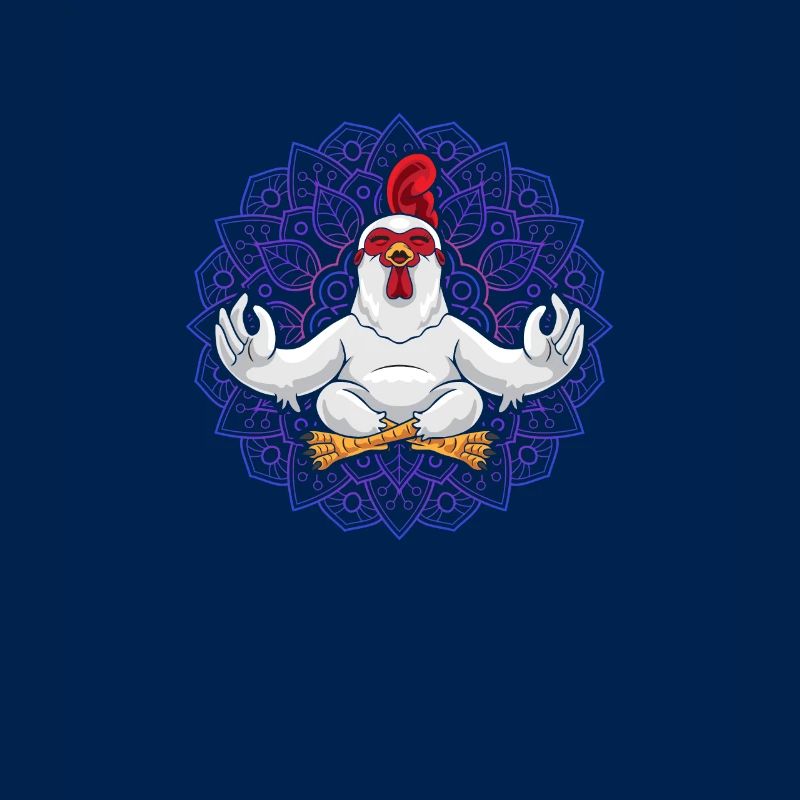 Meditierender Hahn Mandala Yoga