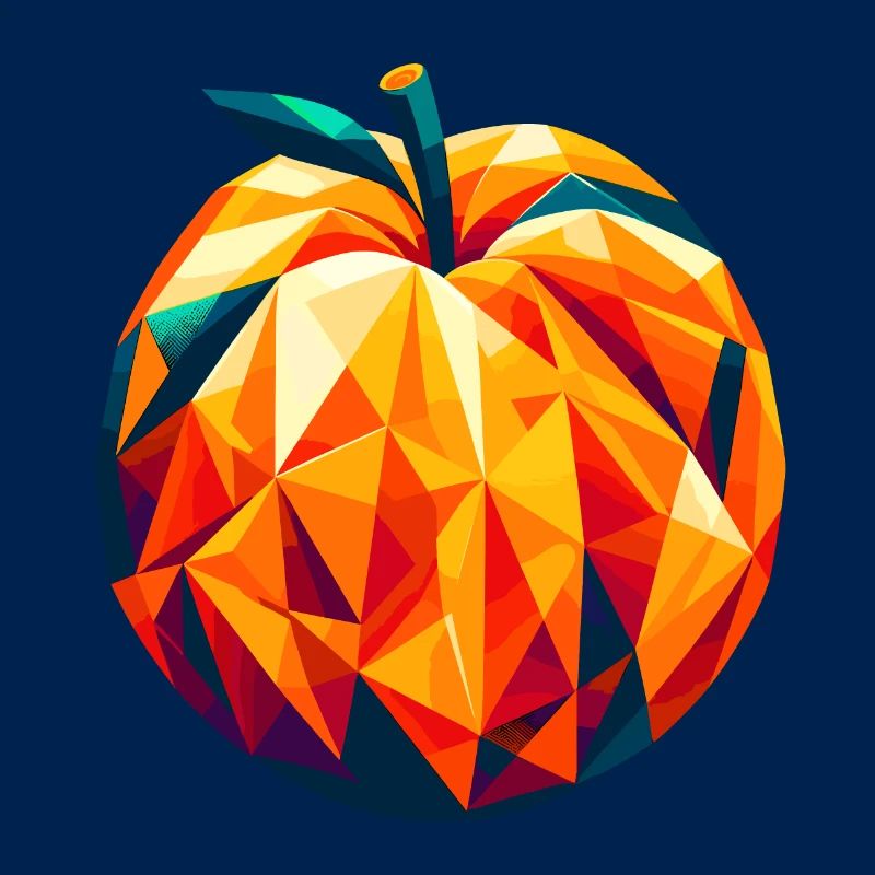 Geometrische Aprikose: Low-Poly-Fruchtkunst