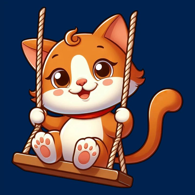 Chat de dessin animé mignon se balançant sur l’aire de jeux