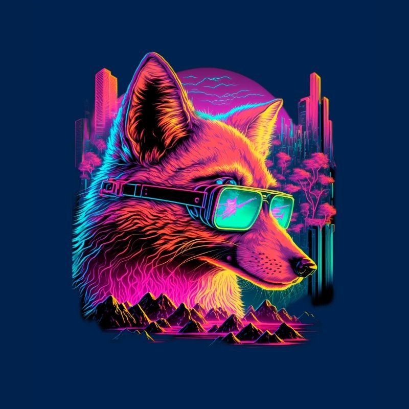 Retro Futuristic Synthwave Fox