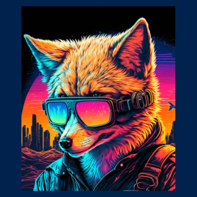Retro Futuristic Synthwave Fox