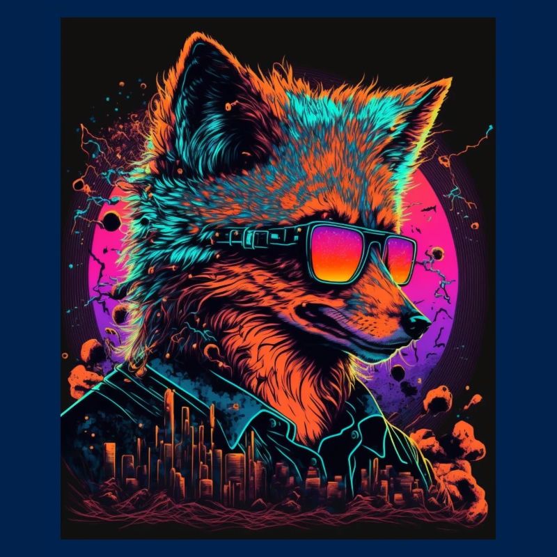 Rétro Futuriste Synthwave Fox