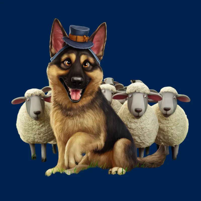Deutscher Schäferhund mit kleinen Schäfchen