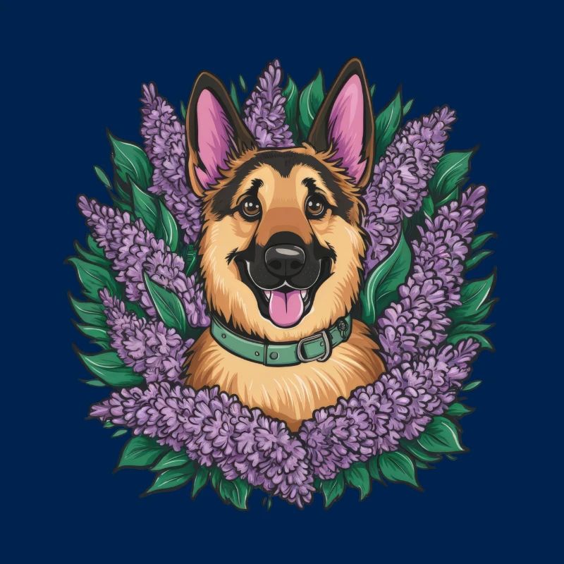 Cute German Shepherd with Lilac