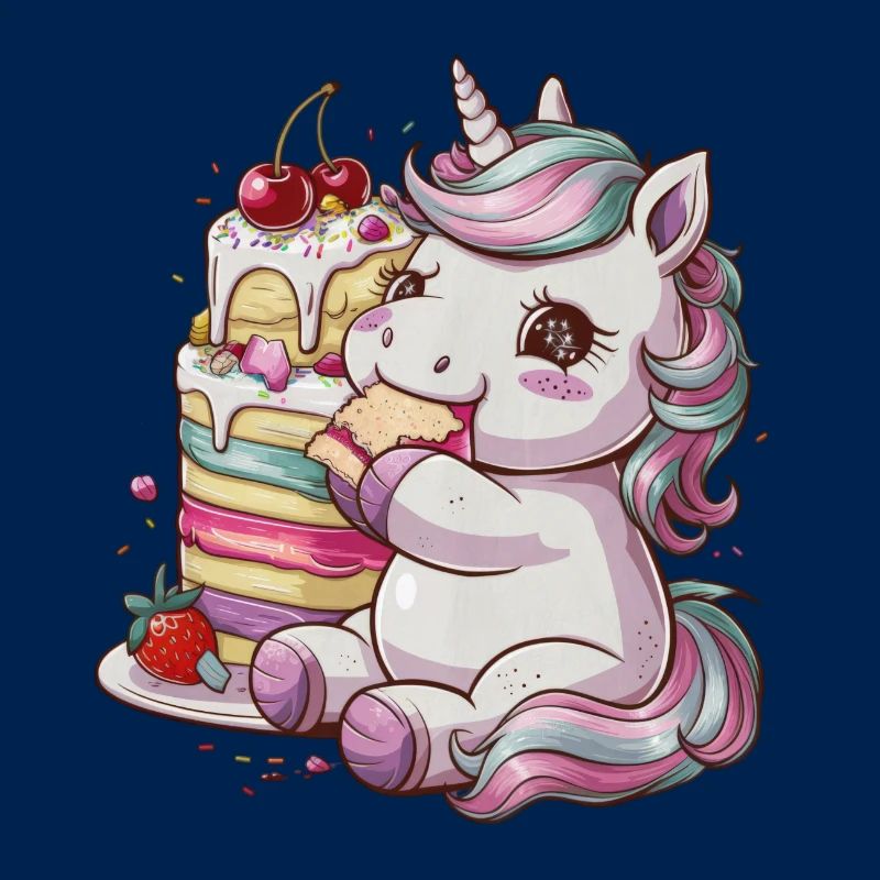 Kawaii Einhonr mit Kuchen