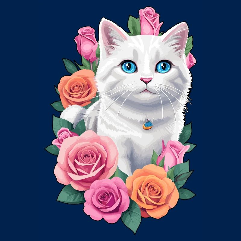 Katze mit Rosen