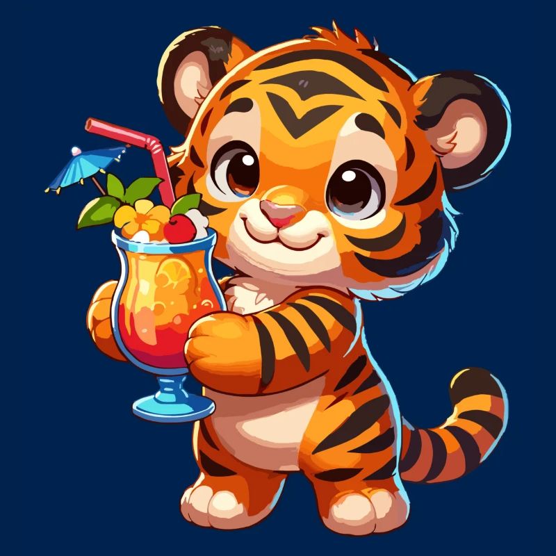 Süßer Tiger mit Drink