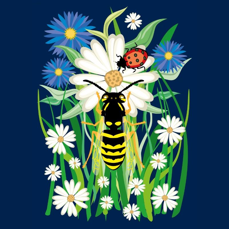 25 flowers bee ladybug meadow