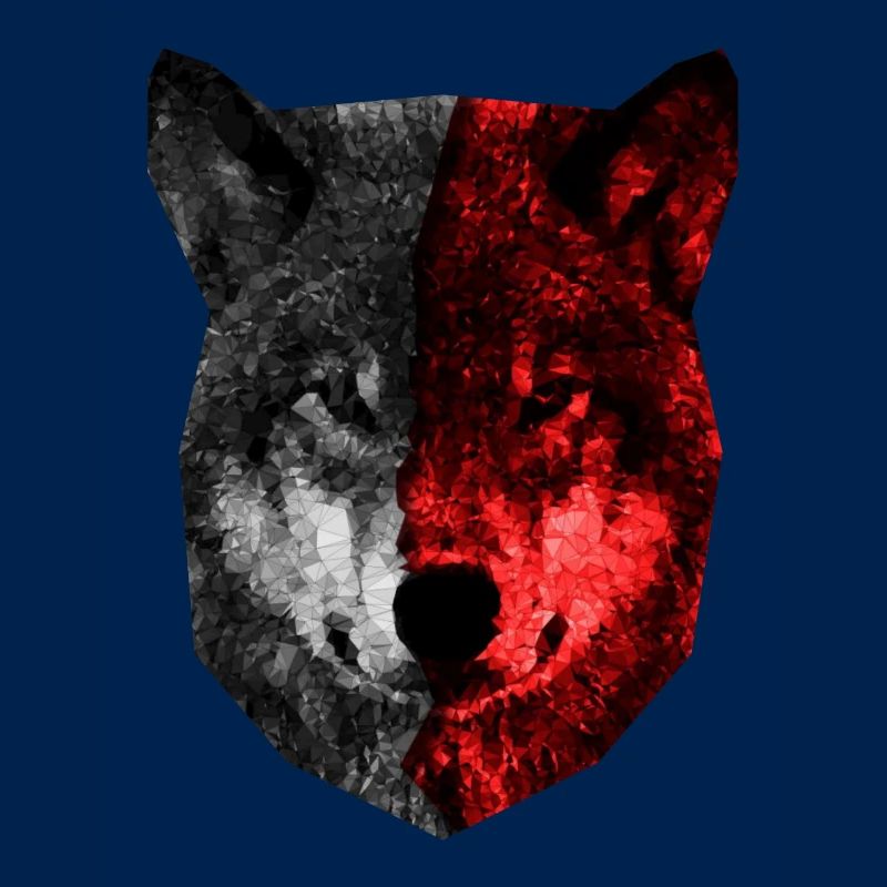 wolf hund polygon schwarz rot