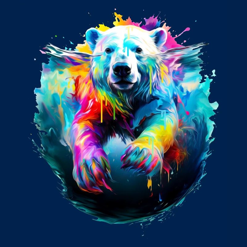 Bemalter Eisbär beim Schwimmen
