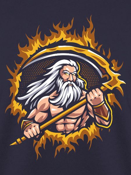 Uranus-Gott mit Halbtonfeuer-Hintergrund