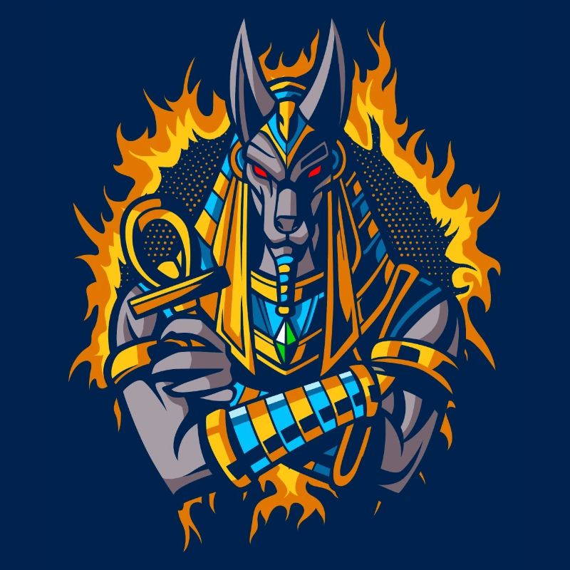 Anubis Dieu avec demi-teinte or feu