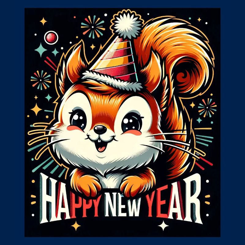 Neujahr Sylvester Eichhörnchen Jahreswechsel