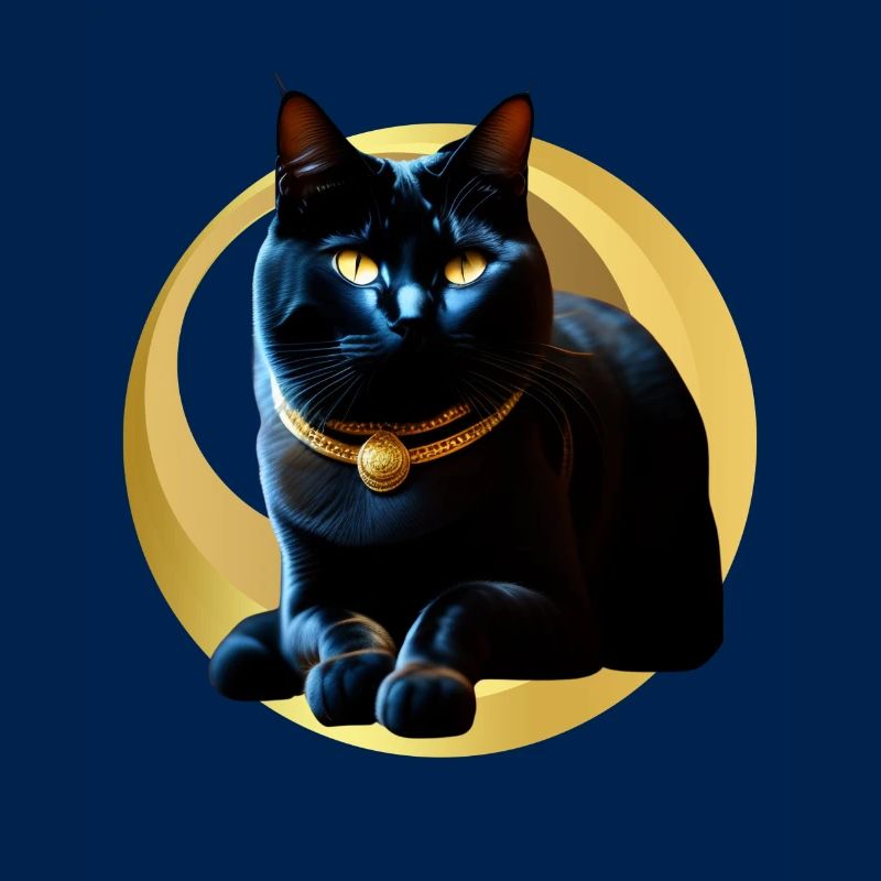 Chat noir collier doré