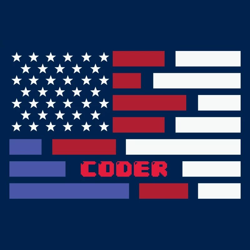 American Flag Coder Coding Computer Nerd