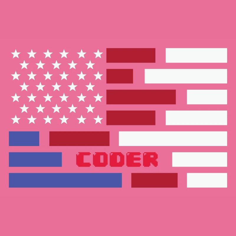 American Flag Coder Coding Computer Nerd